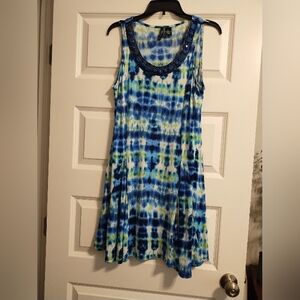 Blue Tie-Dye Sleeveless Top
